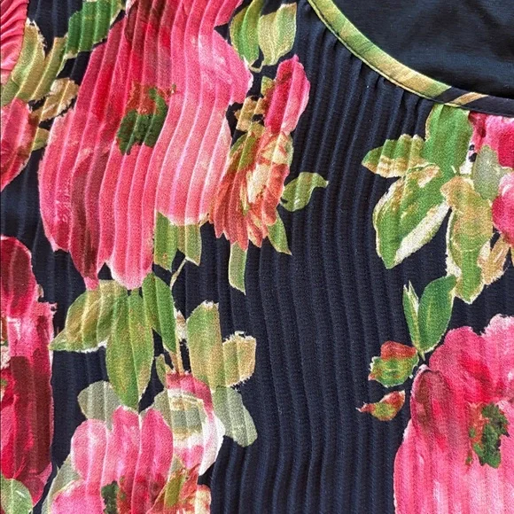 Soft Surroundings Ondine Pleated Mini Dress Black Pink Petals PS NWT - Picture 4 of 8